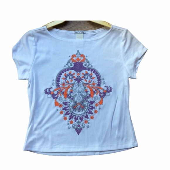 Tiff Tiff Medium M 10/12 10 12 Girls White Short Sleeve Top Shirt NWT NEW - Picture 1 of 3